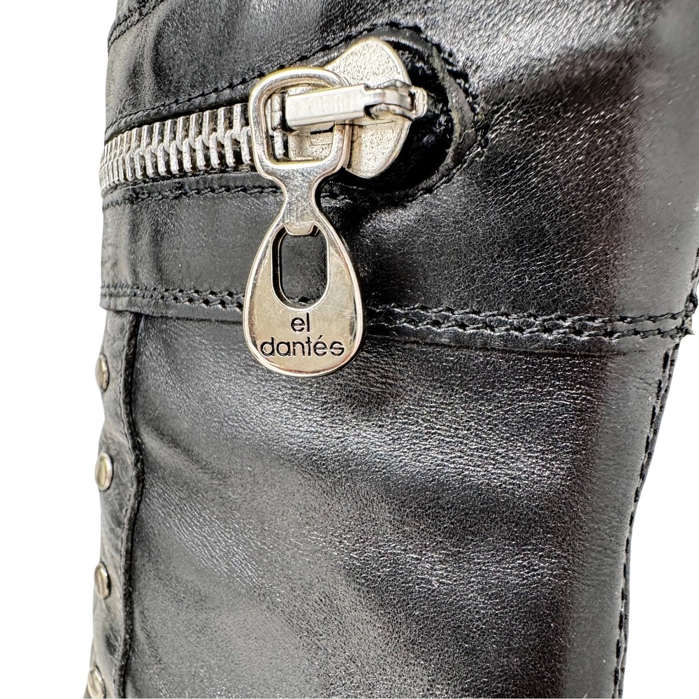 El Dantes Couture Y2K Studded Buckle Knee Stiletto Boots Black Leather EU 38 - Picture 9 of 15